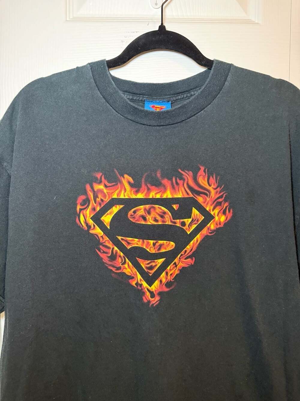 DC Comics Vintage Superman Flame Logo Black T-Shirt